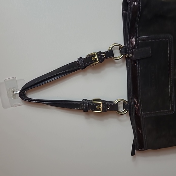 Coach Brown Suede Leather Gallery Tote Vintage Handbag Beaded Trim Accents EUC - Picture 4 of 12